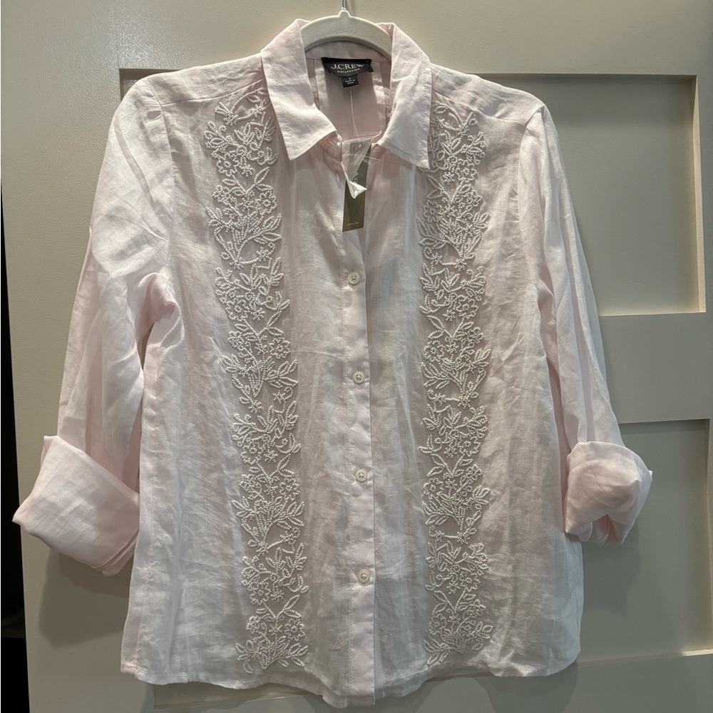J. Crew Collection Light Pink Beaded Top